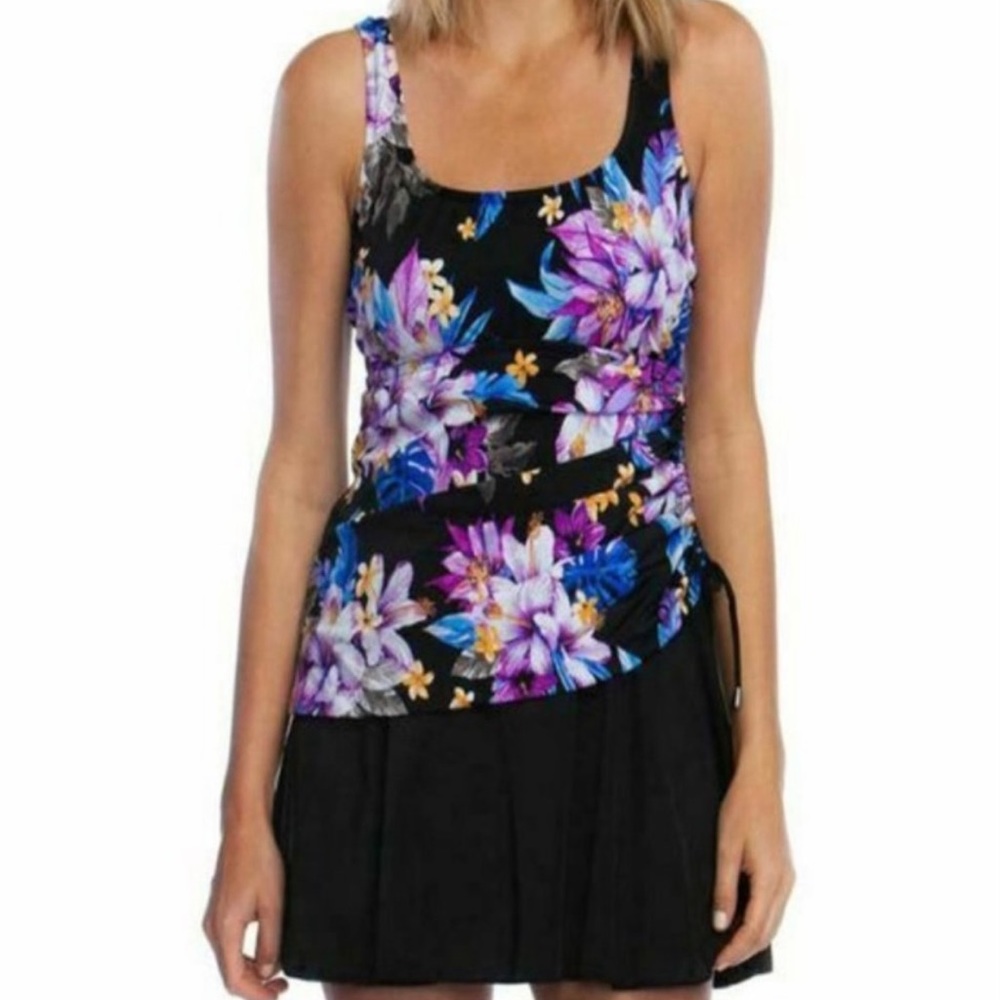 Rose Marie Reid Tropical Print Swim Dress‎ Swimsuit Size XL